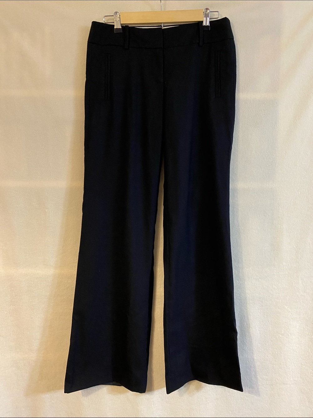 J. Crew black wool blend flannel straight leg trousers